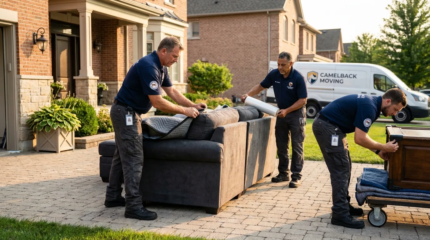 Large estate moving crew wrapping furniture in La Feria, TX